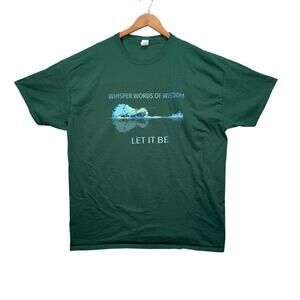 Whisper Words Of Wisdom Let It Be Adult Green Tee T-Shirt Classic Rock Song 2XL